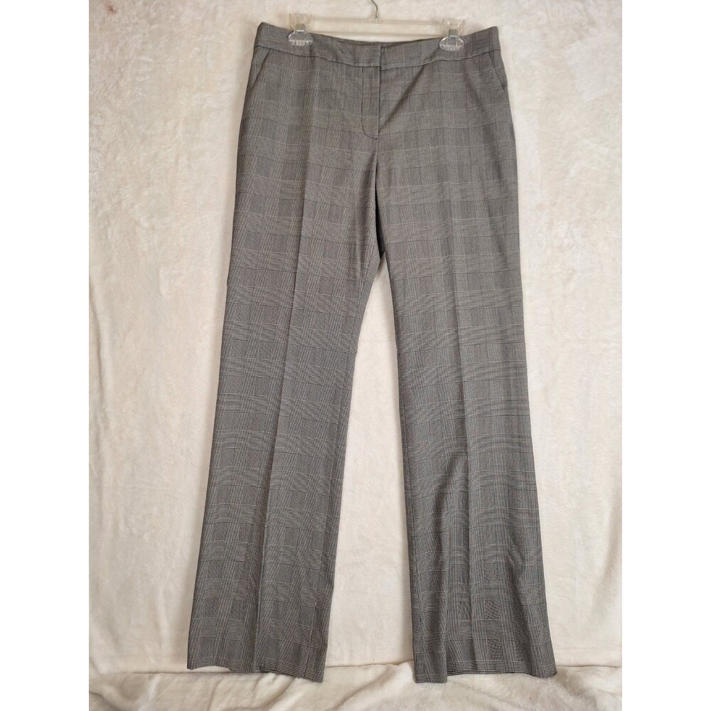 AK Anne Klein Size 10 Women's Plaid Dress Pants Stretch The Founder Black Pocket